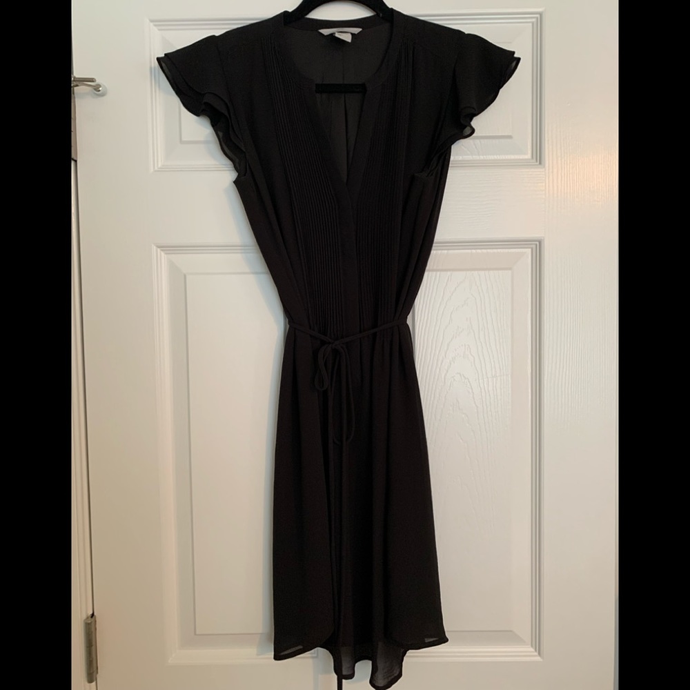 H&M Black Pleated Shirt Dress Size 6